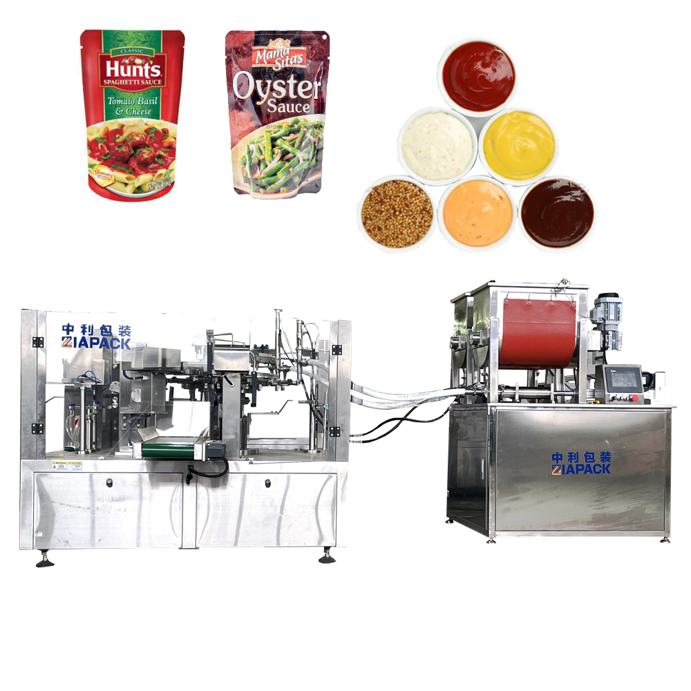 Automatic pre-made bag packaging machine for sauce